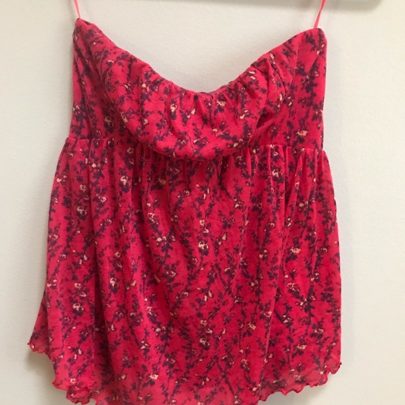 Free People Strapless Floral Pink tank top - Size Small - Picture 2 of 6
